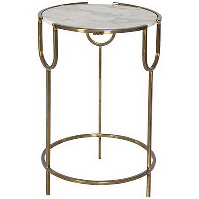 ET00377 Steel end table with marble tops/tempered glass