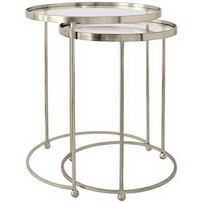 ET00378 Steel end table with marble tops/tempered glass