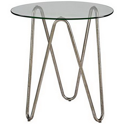 ET00381 Steel end table with marble tops/tempered glass