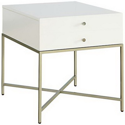 ET00382 Steel end table with marble tops/tempered glass