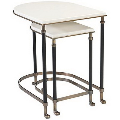 ET00390 Steel end table with marble tops/tempered glass