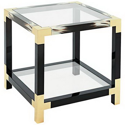 ET00393 Steel end table with marble tops/tempered glass