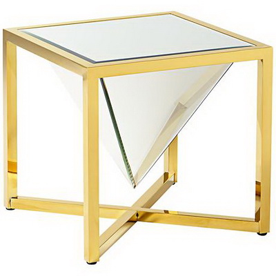 ET00400 Steel end table with marble tops/tempered glass